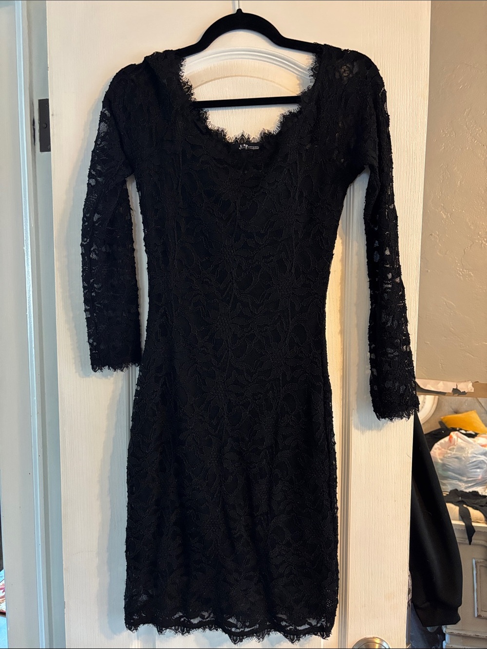 Jump Black Lace Long Sleeve Scoop-Neck Sheath Dress